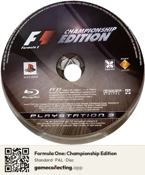 Formula One: Championship Edition PlayStation 3, PAL disc