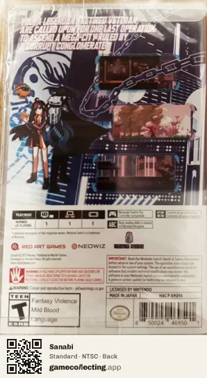 Sanabi Nintendo Switch, NTSC box back