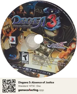 Disgaea 3: Absence of Justice PlayStation 3, NTSC disc
