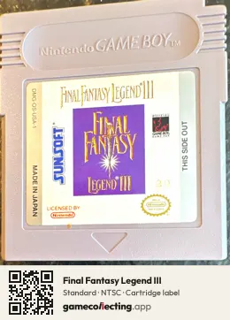 Final Fantasy Legend III Game Boy, NTSC cartridge label