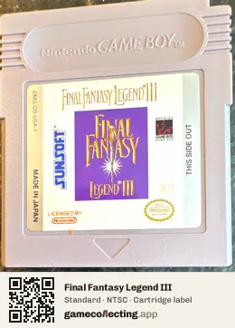 Final Fantasy Legend III Game Boy, NTSC cartridge label