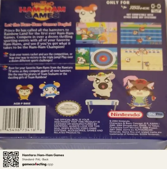Hamtaro: Ham-Ham Games Game Boy Advance, PAL box back