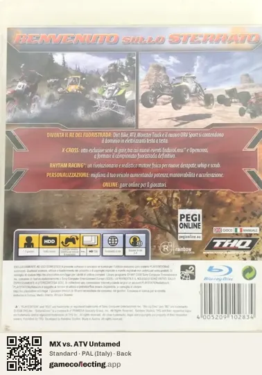 MX vs. ATV Untamed PlayStation 3, Italy box back