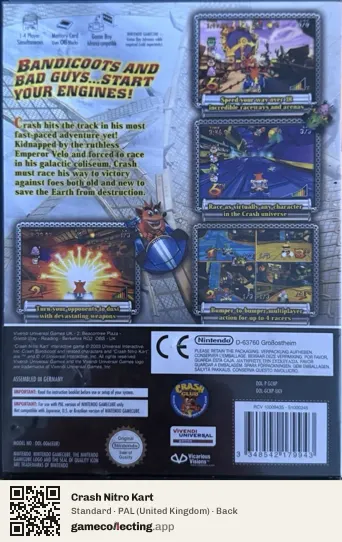 Crash Nitro Kart Nintendo GameCube, United Kingdom box back