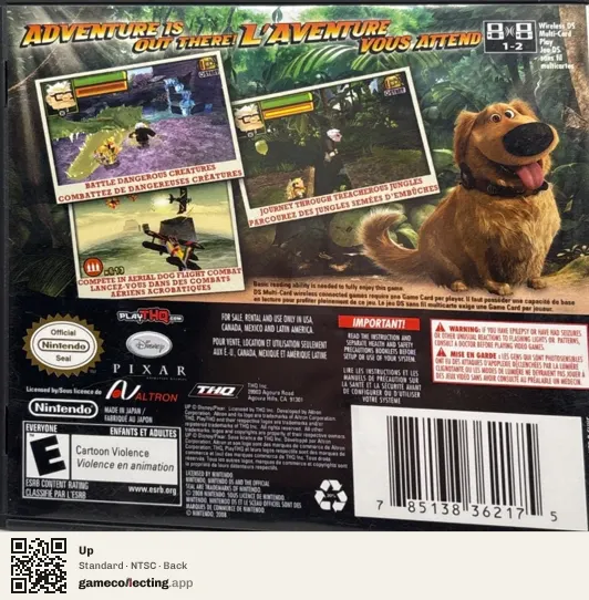 Up Nintendo DS, NTSC box back