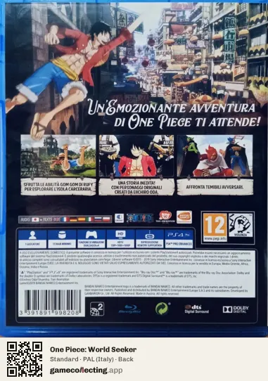 One Piece: World Seeker PlayStation 4, Italy box back