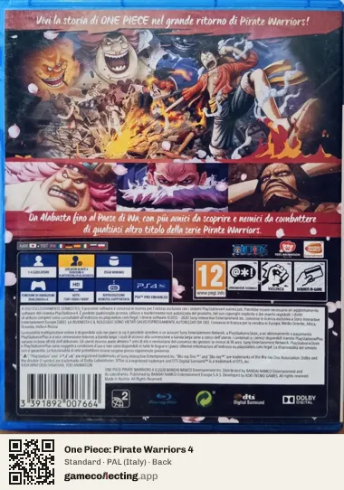 One Piece: Pirate Warriors 4 PlayStation 4, Italy box back