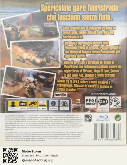 MotorStorm PlayStation 3, Italy box back