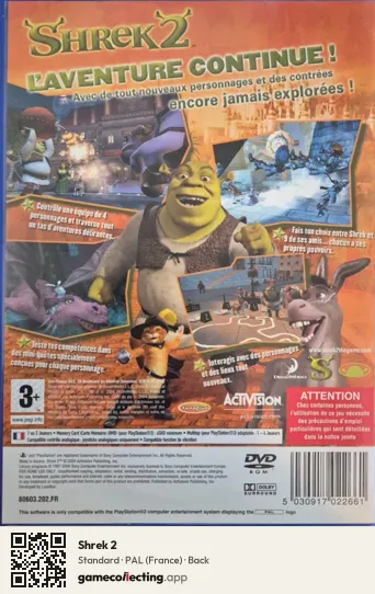 Shrek 2 PlayStation 2, France box back