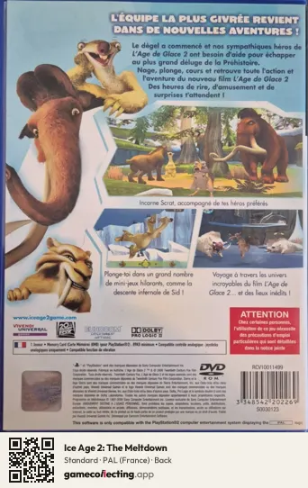 Ice Age 2: The Meltdown PlayStation 2, France box back