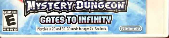 Pokémon Mystery Dungeon: Gates to Infinity, the ESRB box on its front