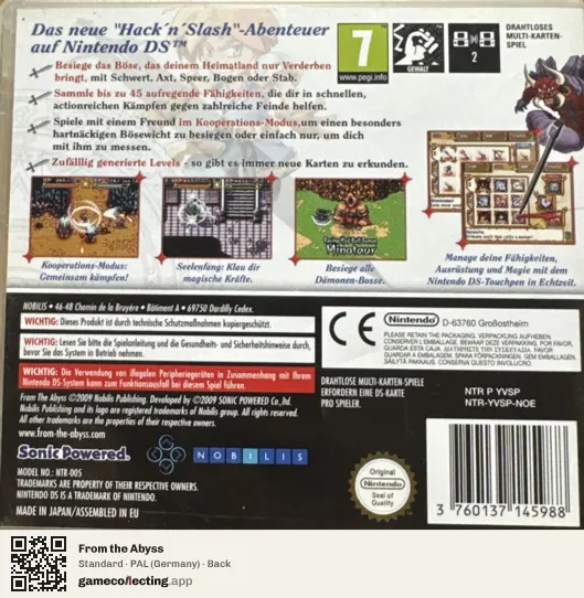 From the Abyss Nintendo DS, Germany box back