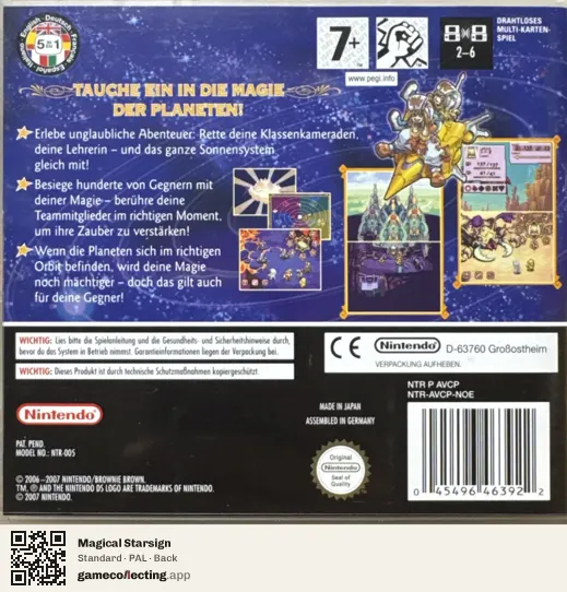 Magical Starsign Nintendo DS, PAL box back