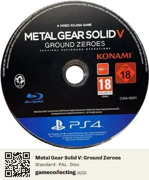Metal Gear Solid V: Ground Zeroes PlayStation 4, PAL disc