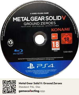 Metal Gear Solid V: Ground Zeroes PlayStation 4, PAL disc