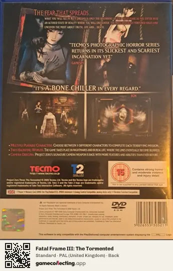 Fatal Frame III: The Tormented PlayStation 2, United Kingdom box back
