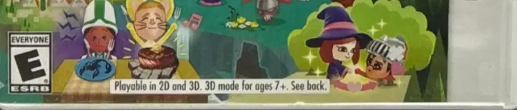 Miitopia, the ESRB box on its front