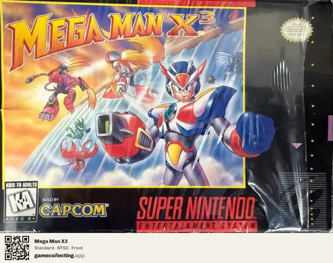 Mega Man X3 Super Nintendo Entertainment System, NTSC box front