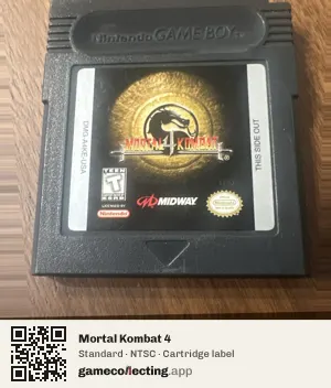 Mortal Kombat 4 Game Boy Color, NTSC cartridge label