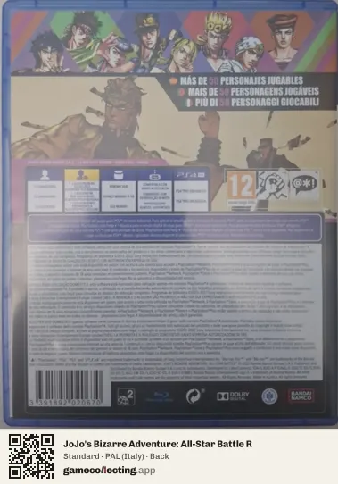 JoJo's Bizarre Adventure: All-Star Battle R PlayStation 4, Italy box back