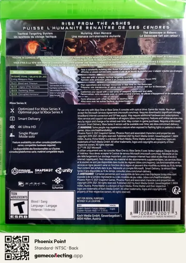 Phoenix Point Xbox One, NTSC box back