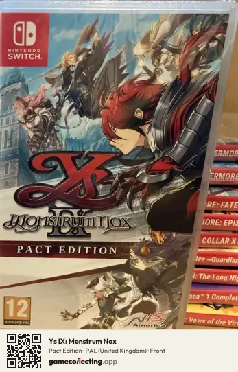 Ys IX: Monstrum Nox Nintendo Switch, United Kingdom box front