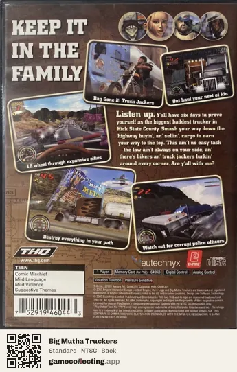 Big Mutha Truckers PlayStation 2, NTSC box back