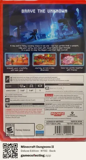 Minecraft Dungeons II Nintendo Switch 2, NTSC box back
