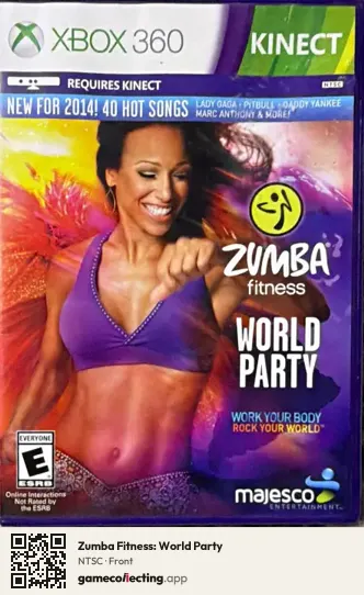 Zumba Fitness: World Party Xbox 360, NTSC box front