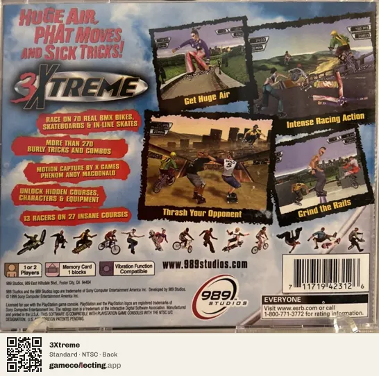 3Xtreme PlayStation, NTSC box back