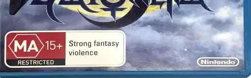 Bayonetta 2, the Australian classification mark on its front