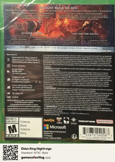 Elden Ring Nightreign Xbox Series X, NTSC box back