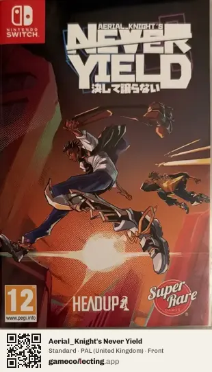 Aerial_Knight's Never Yield Nintendo Switch, United Kingdom box front