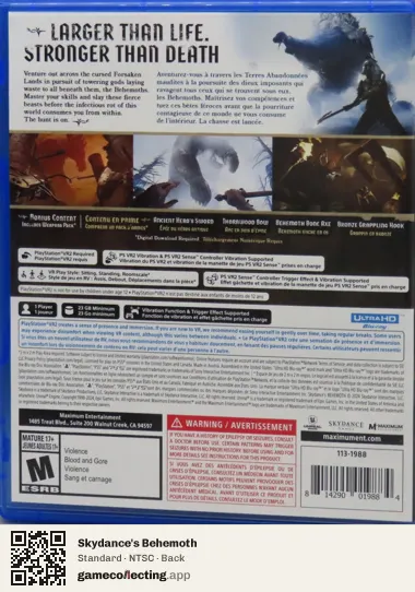 Skydance's Behemoth PlayStation 5, NTSC box back