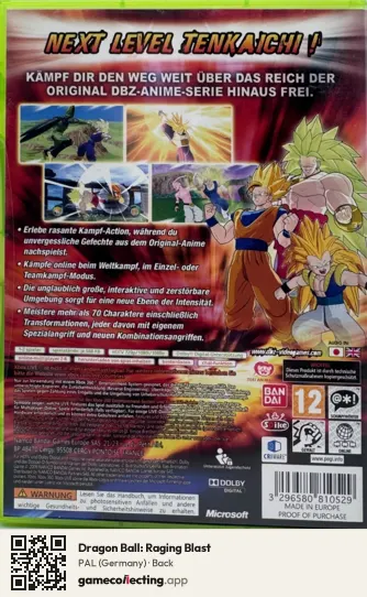 Dragon Ball: Raging Blast Xbox 360, Germany box back