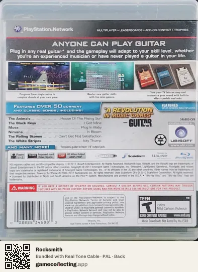 Rocksmith PlayStation 3, PAL box back