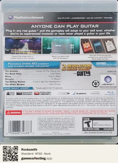 Rocksmith PlayStation 3, NTSC box back