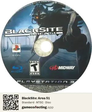 BlackSite: Area 51 PlayStation 3, NTSC disc