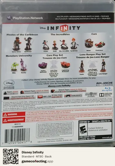 Disney Infinity PlayStation 3, NTSC box back