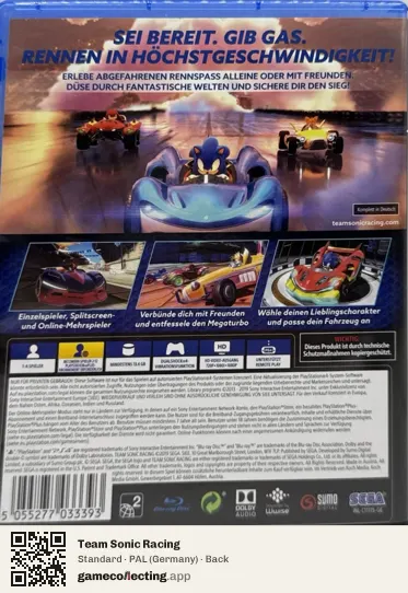 Team Sonic Racing PlayStation 4, Germany box back