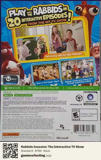 Rabbids Invasion: The Interactive TV Show Xbox 360, NTSC box back