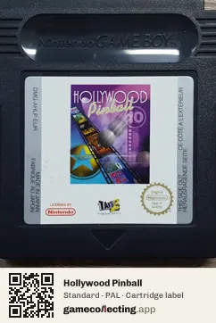 Hollywood Pinball Game Boy Color, PAL cartridge label