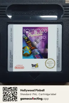 Hollywood Pinball Game Boy Color, PAL cartridge label