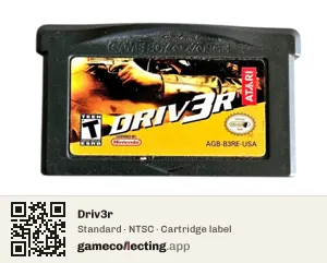 Driv3r Game Boy Advance, NTSC cartridge label