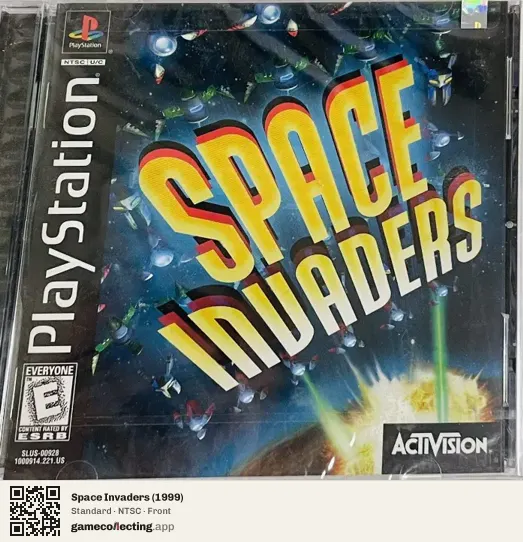 Space Invaders (1999) PlayStation, NTSC box front