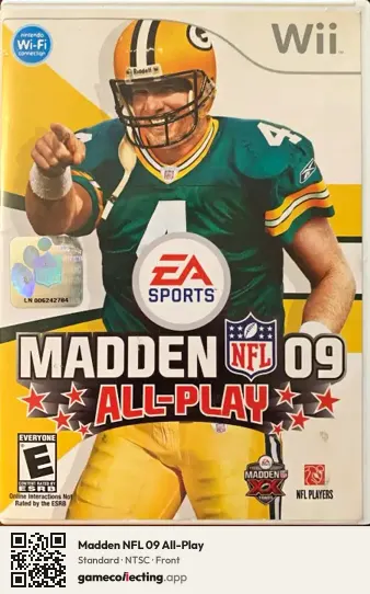 Madden NFL 09 All-Play Nintendo Wii, NTSC box front