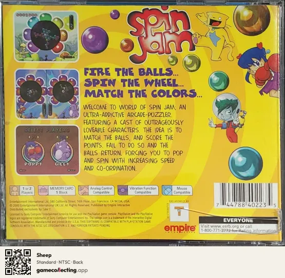 Sheep PlayStation, NTSC box back