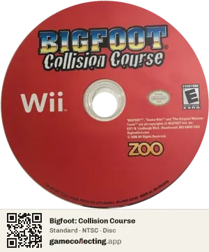 Bigfoot: Collision Course Nintendo Wii, NTSC disc