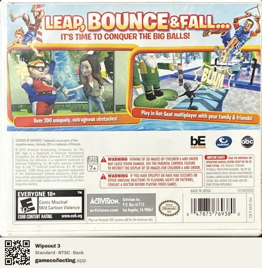 Wipeout 3 Nintendo 3DS, NTSC box back