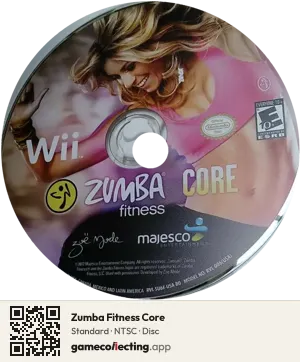Zumba Fitness Core Nintendo Wii, NTSC disc